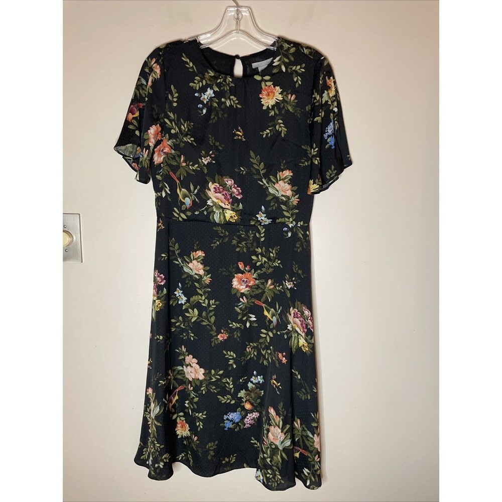 H&M Floral Black Dress Shirt Sleeves M 10